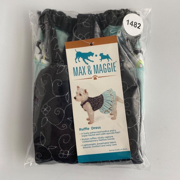 NEW Max & Maggie Ruffle Dog Dress Blue Black Size S - Picture 8 of 8